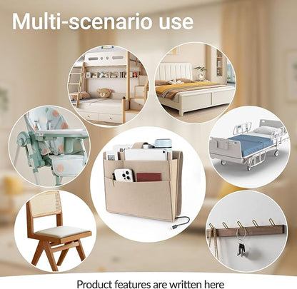 Seefoo Bedside Caddy, Large Bed Caddy Organizer - Image 7