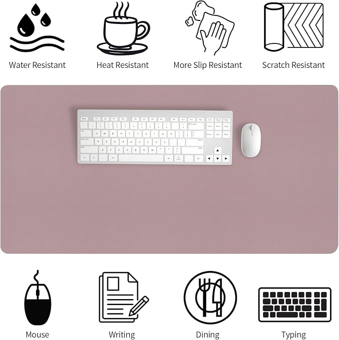 Bloss Pink Desk Mat, Large Mouse Pad, Non-Slip Desk Protector Mat, Leather Desk - Image 3