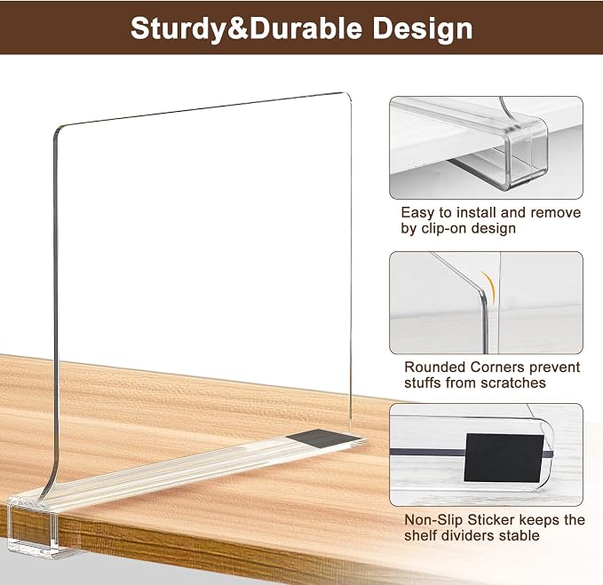 10 Pack Shelf Dividers, Adjustable Shelf Dividers - Image 3