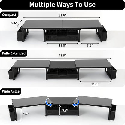 OPNICE Wood Desk Organizers and Accessories, Dual Monitor Stand Riser - Image 6