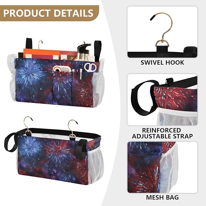 American Tie Dye Stars and Fireworks Bedside Caddy - Image 5