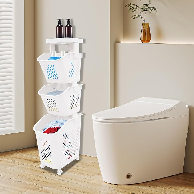 3 Tier Laundry Basket Holder, Utility Laundry Basket - Image 6