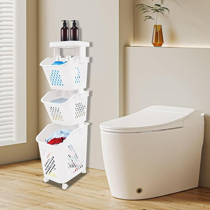 3 Tier Laundry Basket Holder, Utility Laundry Basket - Image 6