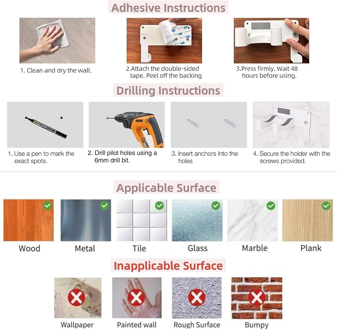 Hair Dryer Holder, Hair Dryer Holder Wall Mounted Self Adhesive Hairdryer - Image 9