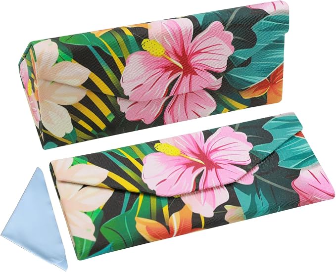 Foldable Glasses Case, Magnetic PU Leahter Sunglasses Case, Cute Hard Shell by FLYINGMAGE