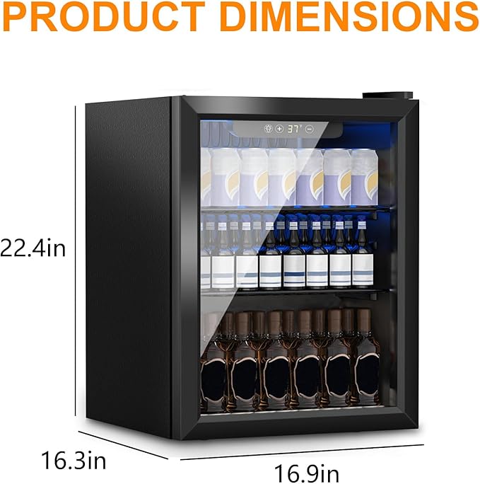 Beverage Refrigerator Cooler, 72 Can Mini Fridge Glass Door - Image 3