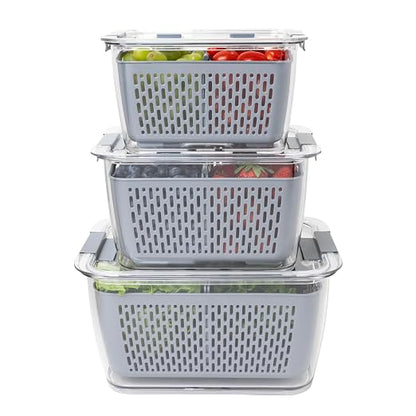 Kitchen Spaces Stackable Fridge Storage Colander Containers - Image 3