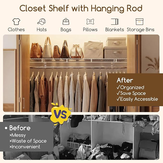 COSTWAY Closet Shelves Wall Mounted, Ventilated Shelf - Image 4