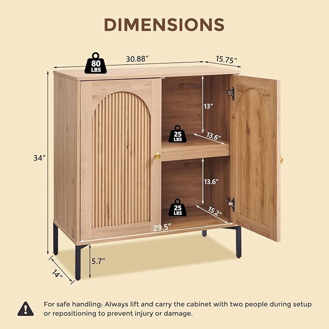 IFGET 92.63" W Modern Arched Sideboard Buffet Cabinet - Image 2