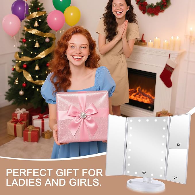 deweisn Floor Mount Tri-Fold Lighted Vanity Mirror - Image 7