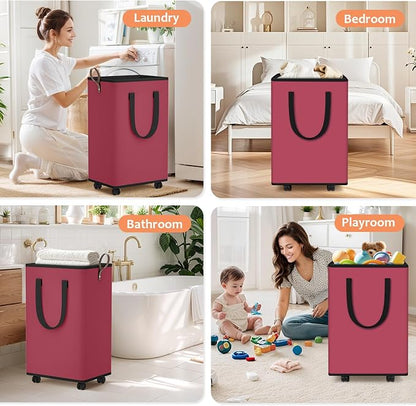 SpaceTrove Laundry Basket with Wheels, Collapsible Laundry Baskets, Laundry - Image 6