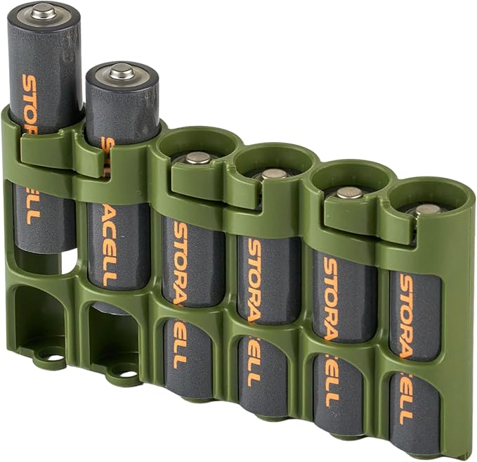 Storacell Slimline AA-6 Battery Storage Caddy and Dispenser, Military Green - Image 2