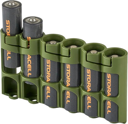 Storacell Slimline AA-6 Battery Storage Caddy and Dispenser, Military Green - Image 2