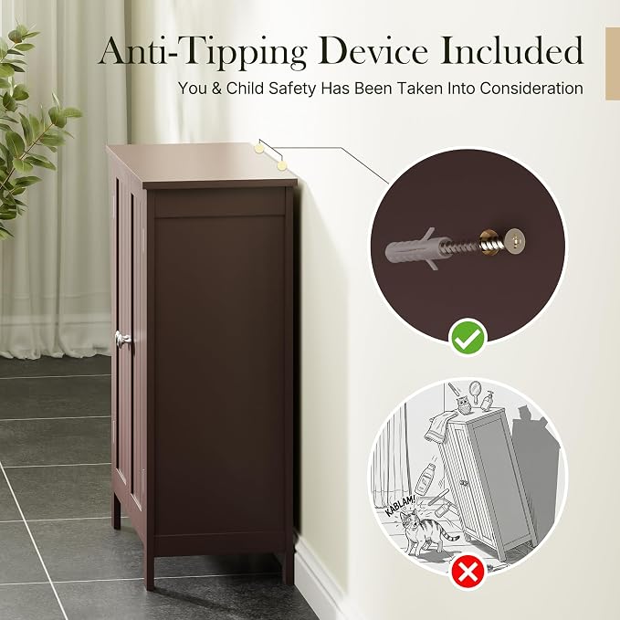 SUPER DEAL Modern Bathroom Floor Storage Cabinet - Image 8