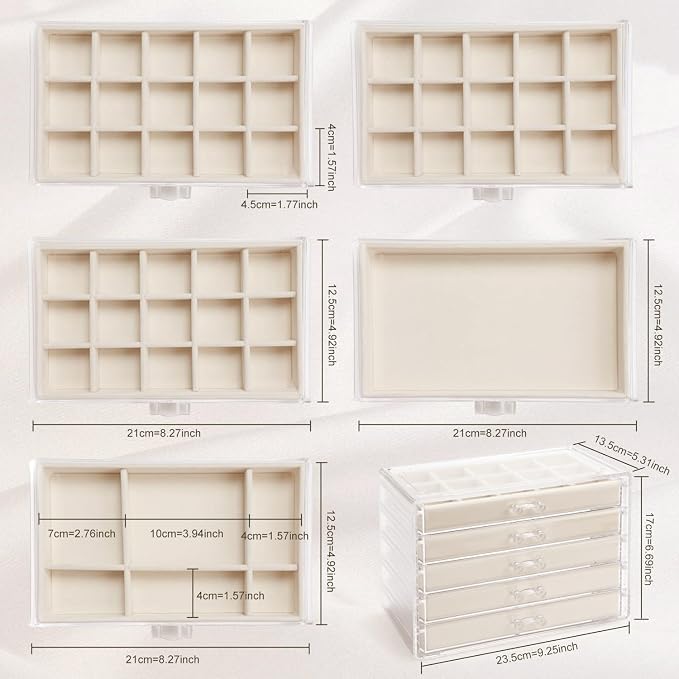GUOER 5 Drawers Clear Jewelry Box - Image 5