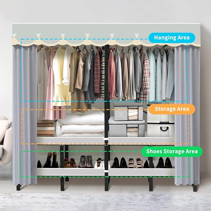 Portable Closet Rack Heavy-Duty Foldable Garment Racks - Image 6