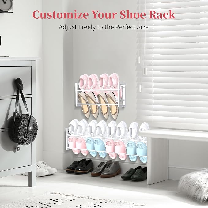 4 Pack Wall Mounted Shoe Rack for Narrow Spaces, Hanging Shoe Rack Holds 32 - Image 4