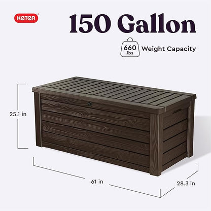 Keter 150 Gallon Resin Large Deck Box Organization and Storage Box - Image 3