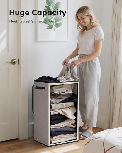 SOLEDI Laundry Hamper with Lid 90L Large & Tall Collapsible Laundry Basket - Image 3