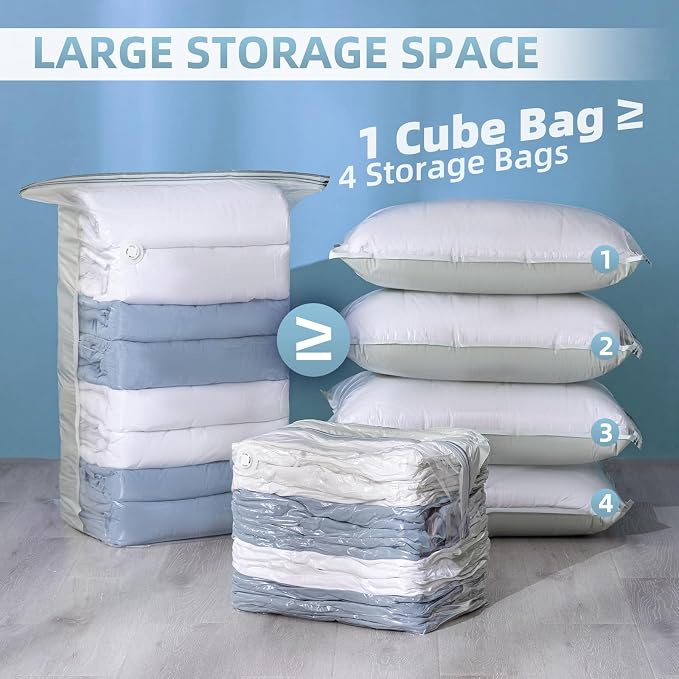 6 Pack Vacuum Storage Bags, Cube Combo, Vacuum Seal Bags - Image 4