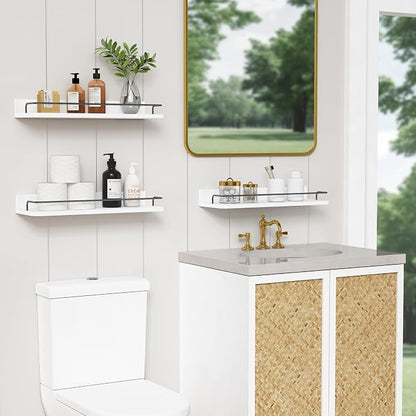 Forbena White Floating Shelves Bathroom Shelves Over Toilet Set of 3, Bathroom - Image 2