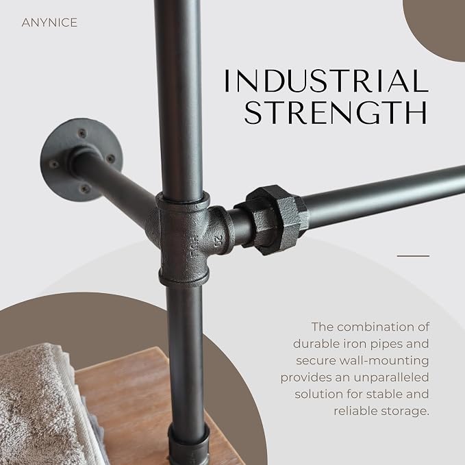 Industrial Pipe Clothing Rack, Wall Mounted Garment Hanging Rack - Image 6