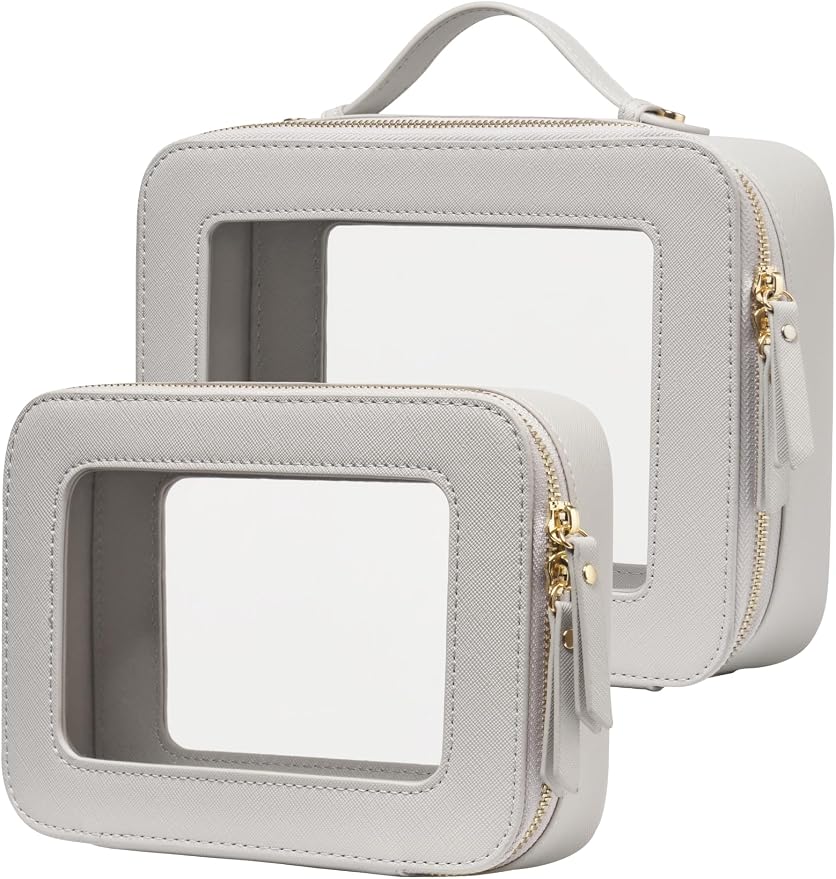 Popvibe Clear Makeup Bag Travel Cosmetic Case Transparent Toiletry Bag by POPVIBE