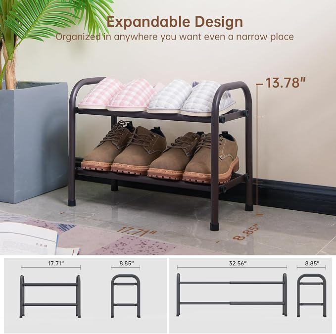 Gonfoam Expandable 2-Tier Shoe Rack - Image 2