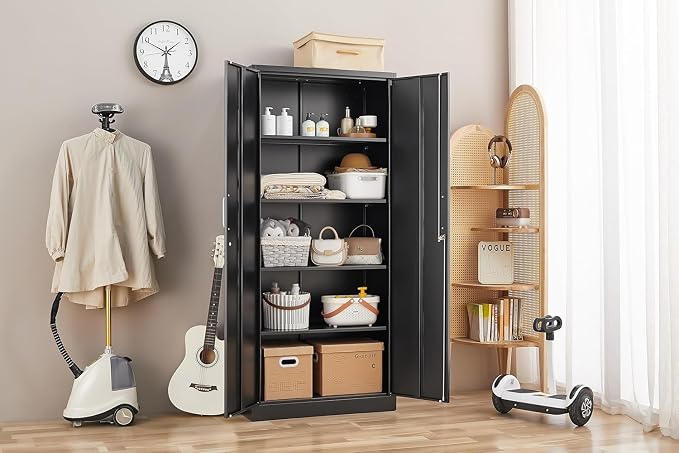 Metal Storage Cabinet with Adjustable Shelves, Garage Storage Cabinets with - Image 8