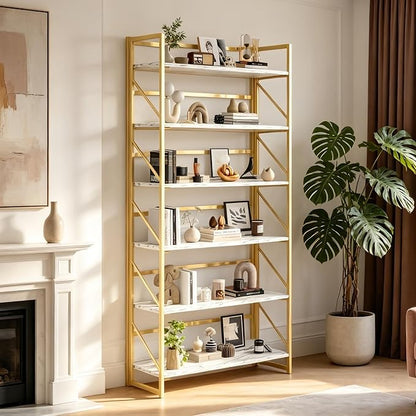 JSB 6 Tier No Assembly Folding Bookshelf, 30.7" Wide Foldable Storage Bookcase - Image 7