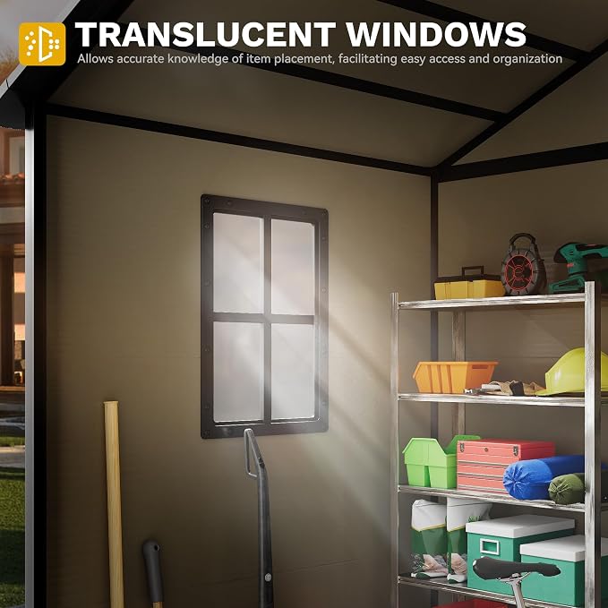 DWVO Outdoor Storage Shed, All-Weather Resin Plastic Storage Shed - Image 3