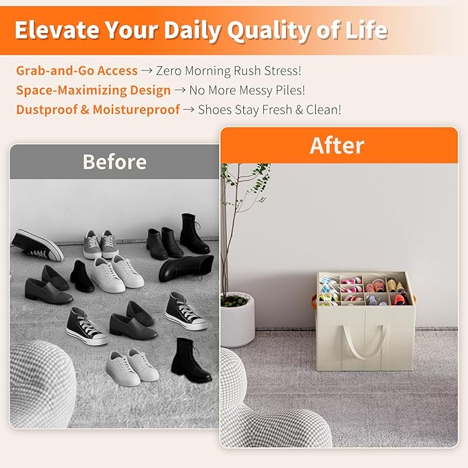 Aokeyee 2 Pack Shoe Organizer for Closet, Foldable Shoe Storage Organizer Box - Image 5