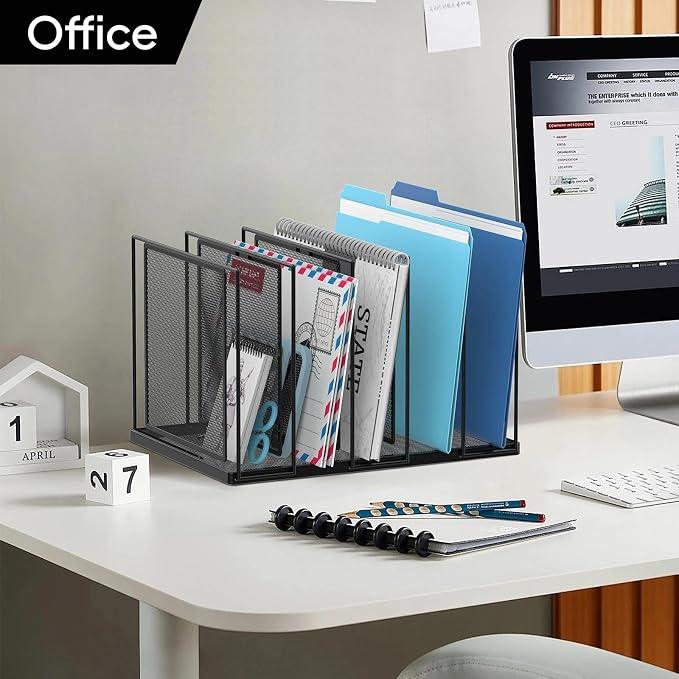 File Organizer for Desk, 5-Section Vertical File Sorter, Paper Holder Organizer - Image 7