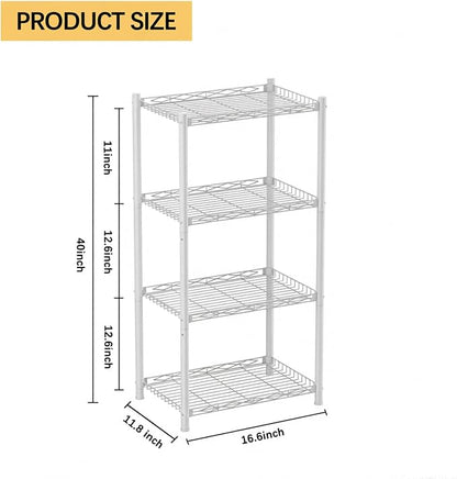 VETALLO 4 Tier Wire White Shelf | Storage Rack, Utility Corner Organizer - Image 3