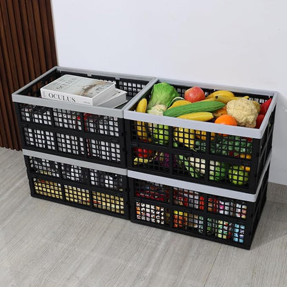 Ggbin 4 Pack Stackable Storage Crates Large, 42 L Plastic Collapsible Crates - Image 3