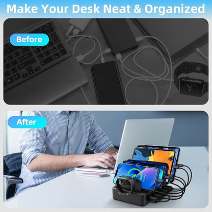 Charging Station for Multiple Devices, CREATIVE DESIGN 50W 6 Ports USB Charger - Image 2