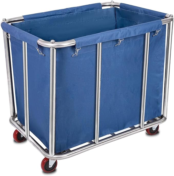 Laundry Cart Commercial/Home, 12 Bushels Heavy Duty Large Stainless Steel by LORQING