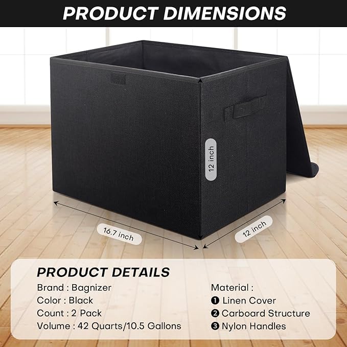 Bagnizer Large 42 Quarts Fabric Storage Bins - Image 2