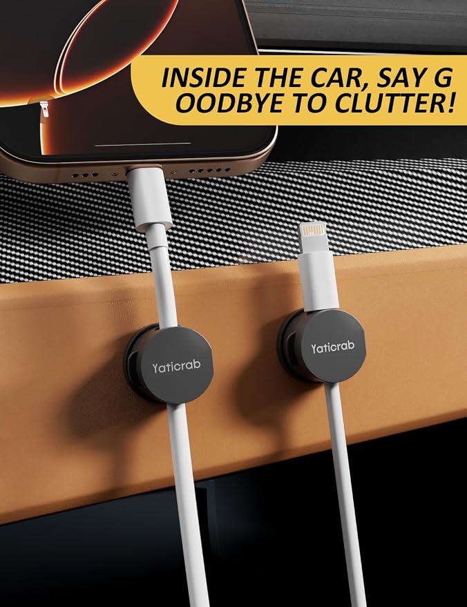 Magnetic Cord Holder for Desk & Nightstand, Strong Adhesive, Fits 8mm Slots for - Image 6