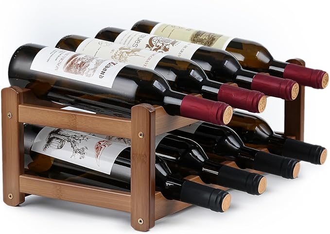 Wine Rack Storage, Bamboo Wine Racks Cabinet Shelf, 2-Tier 8 Bottles - Image 2