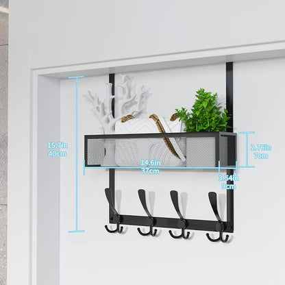 Kaiferty Over The Door Hooks Organizer, Over Door Hanger Towel Rack Mesh Basket - Image 7