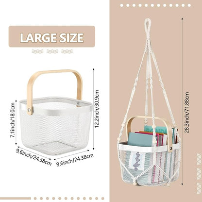 2 Sets Hanging Fruit Baskets for Kitchen 2 Size Metal Wire Mesh Basket - Image 3