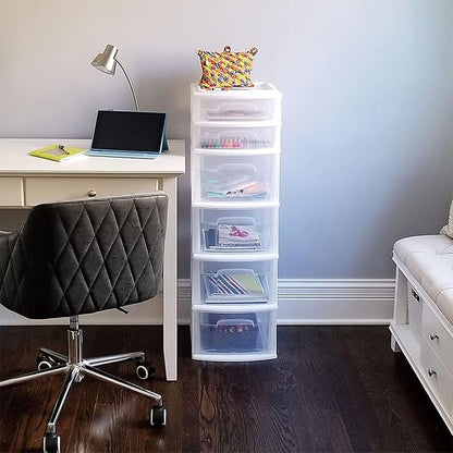 HOMZ 6 Drawer Plastic Storage & Organizer Tower | 4 Large & 2 Small Drawers | - Image 2