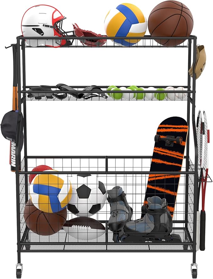 WALMANN Garage Ball and Sports Equipment Organizer, Ball Storage Rack - Image 6
