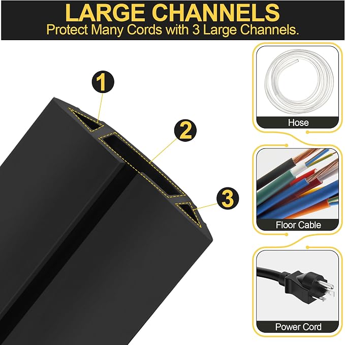 MYFAMIREA 20FT Floor Cord Cover Heavy Duty Cable Cover Protector 3 Channels - Image 3