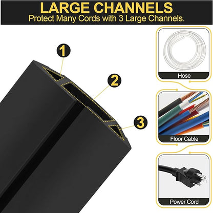 MYFAMIREA 6.5FT Floor Cord Cover Heavy Duty Cable Cover Protector 3 Channels - Image 3