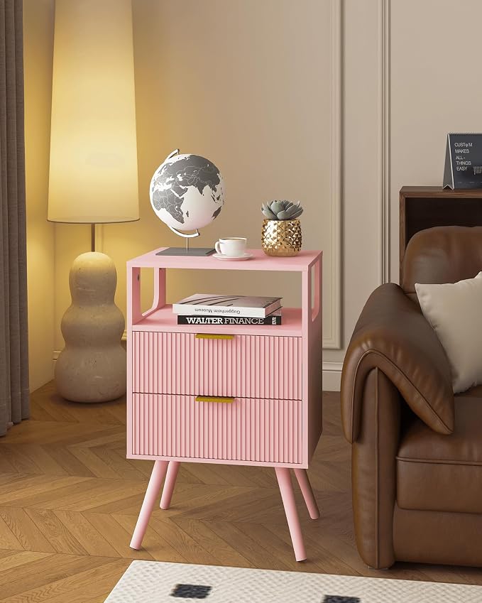 Pink Nightstand, Modern Bedside Table - Image 5