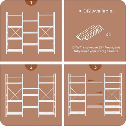 SUPERJARE Triple Bookshelf, Bookcase - Image 9