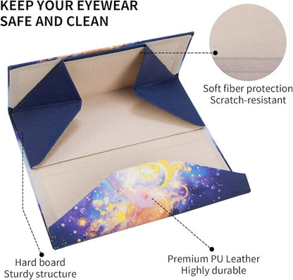 Foldable Glasses Case, Magnetic PU Leahter Sunglasses Case, Cute Hard Shell - Image 4