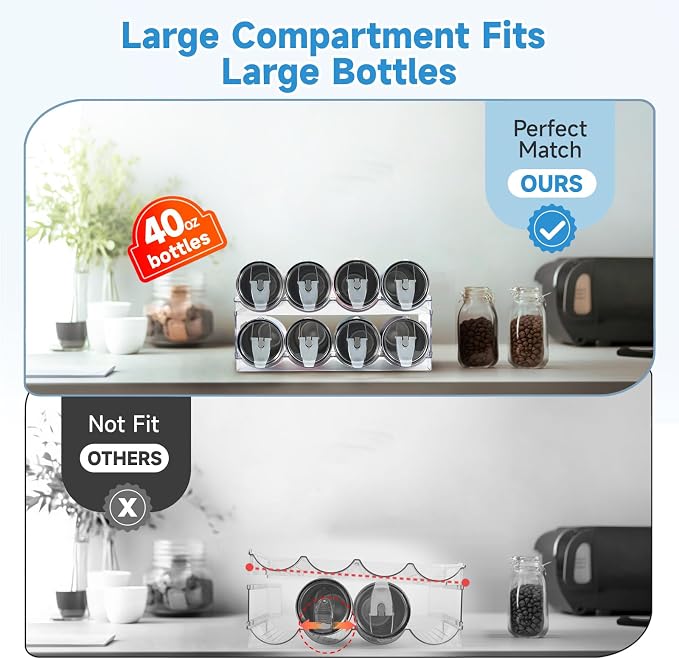 Large Compartment Water Bottle Organizer, 2 Tier Stackable Water Bottle Rack - Image 2